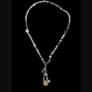 Cabi Faux Pearl Two Tone 37.25" Long Treasure Necklace